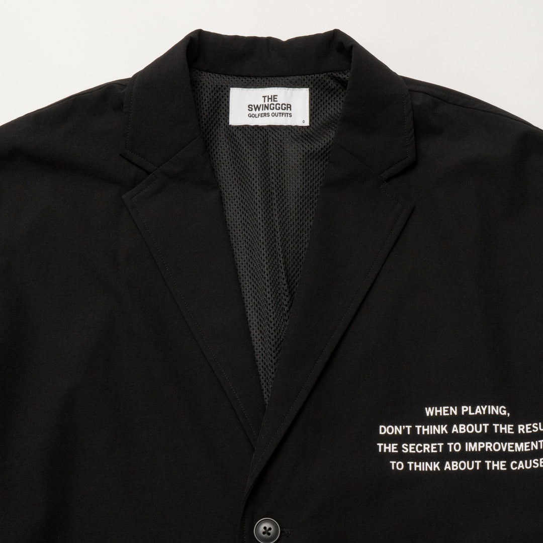 STRETCH NYLON BOX JACKET, BLACK