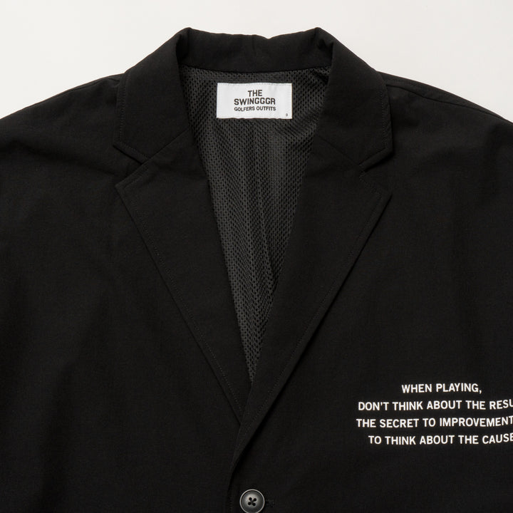 STRETCH NYLON BOX JACKET, BLACK