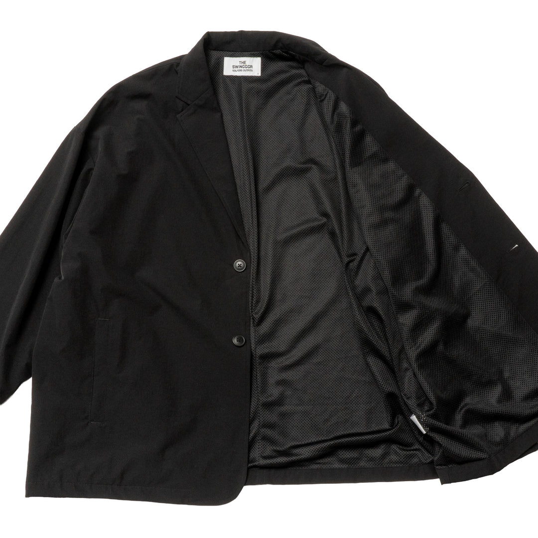 STRETCH NYLON BOX JACKET, BLACK