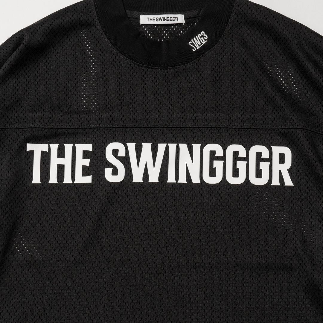 MESH MOCK NECK L/TEE, BLACK