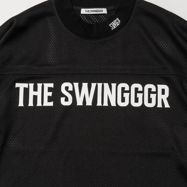 MESH MOCK NECK L/TEE, BLACK