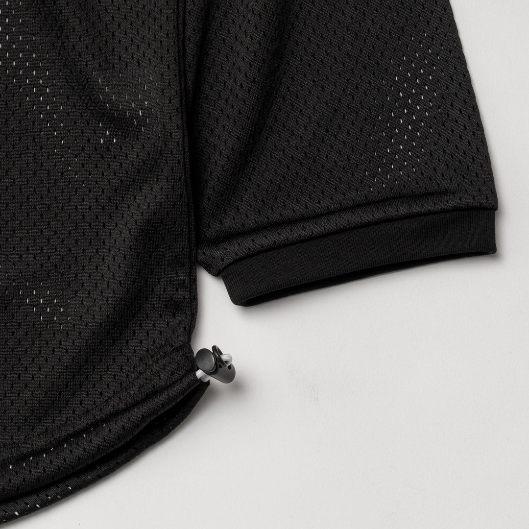 MESH MOCK NECK L/TEE, BLACK