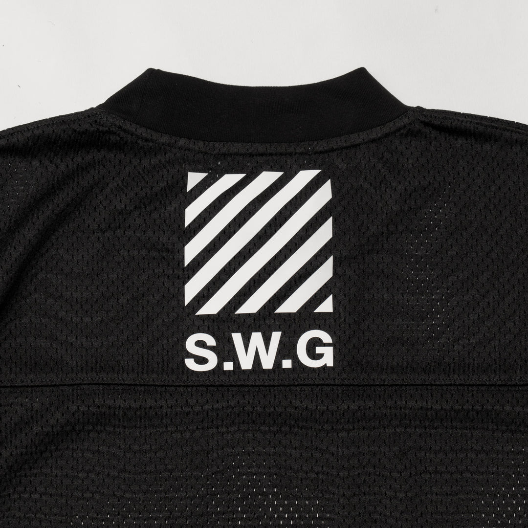 MESH MOCK NECK L/TEE, BLACK