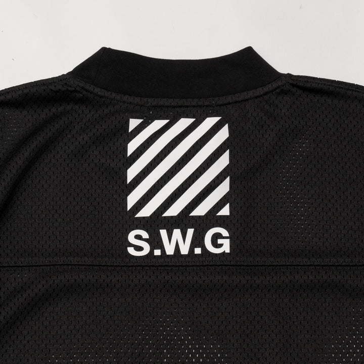 MESH MOCK NECK L/TEE, BLACK