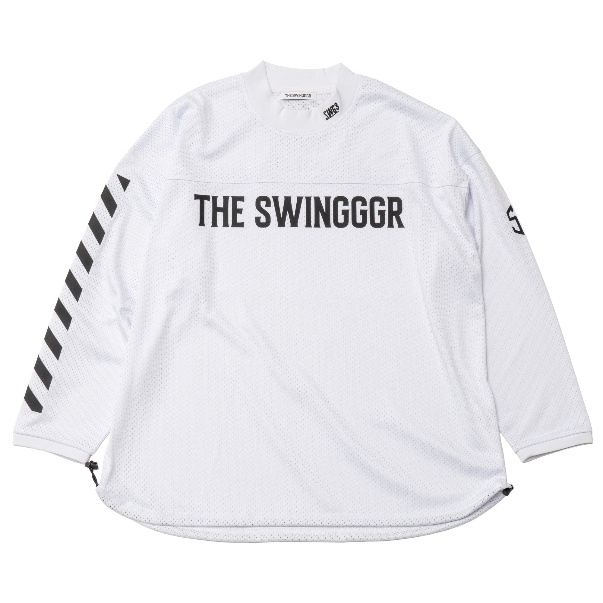 MESH MOCK NECK L/TEE, WHITE - THE SWINGGGR GOLFERS OUTFITS
