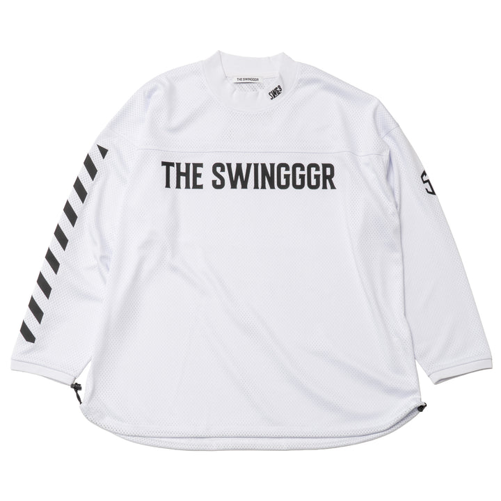 MESH MOCK NECK L/TEE, WHITE