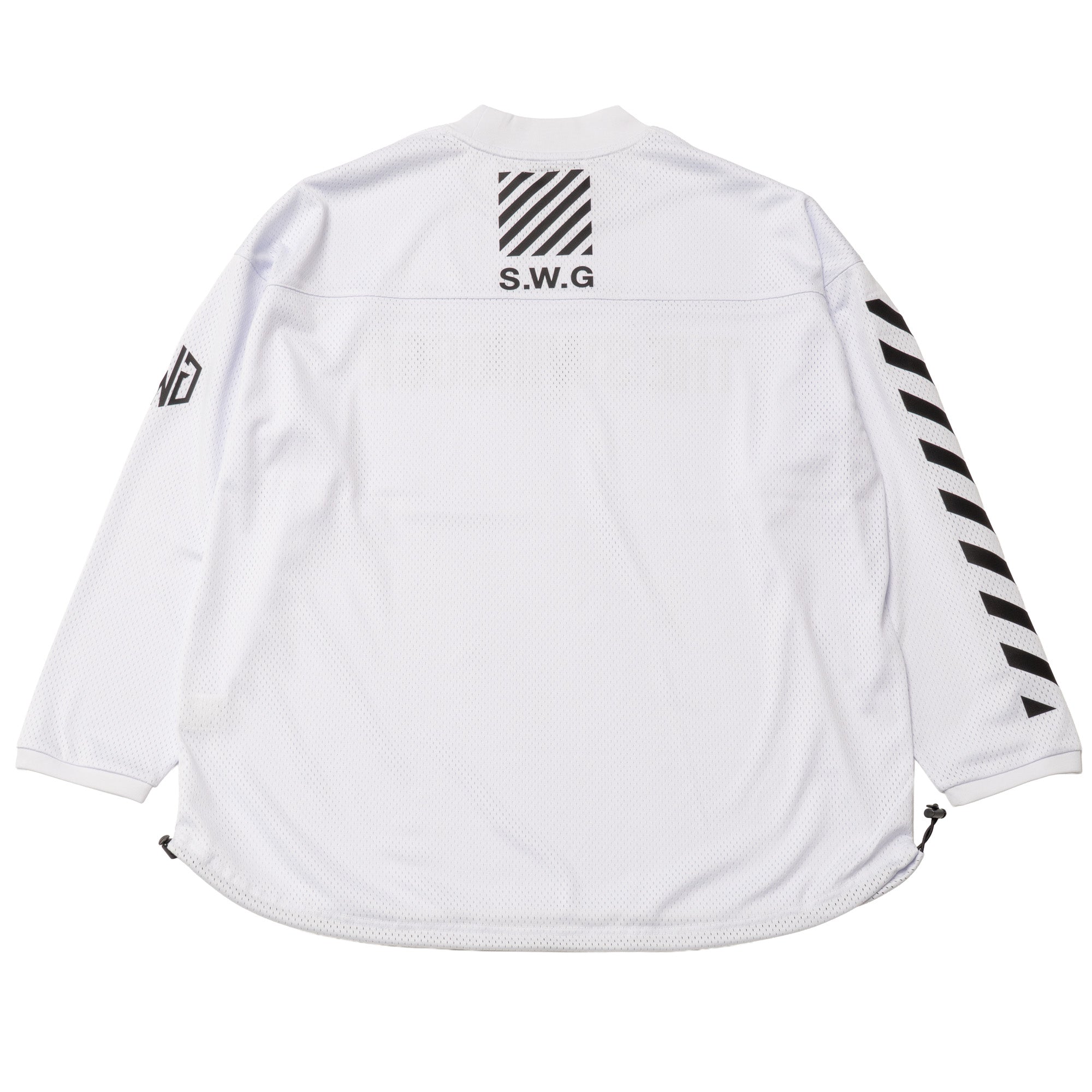 MESH MOCK NECK L/TEE, WHITE - THE SWINGGGR GOLFERS OUTFITS