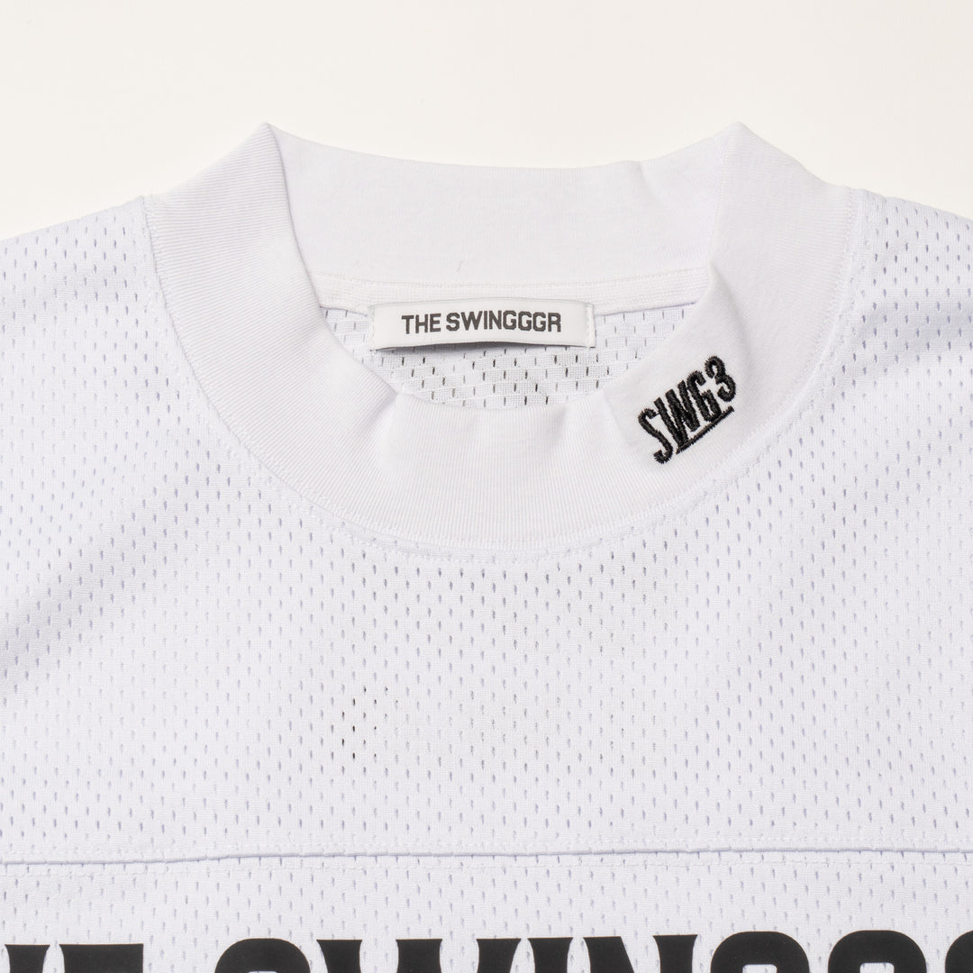 MESH MOCK NECK L/TEE, WHITE