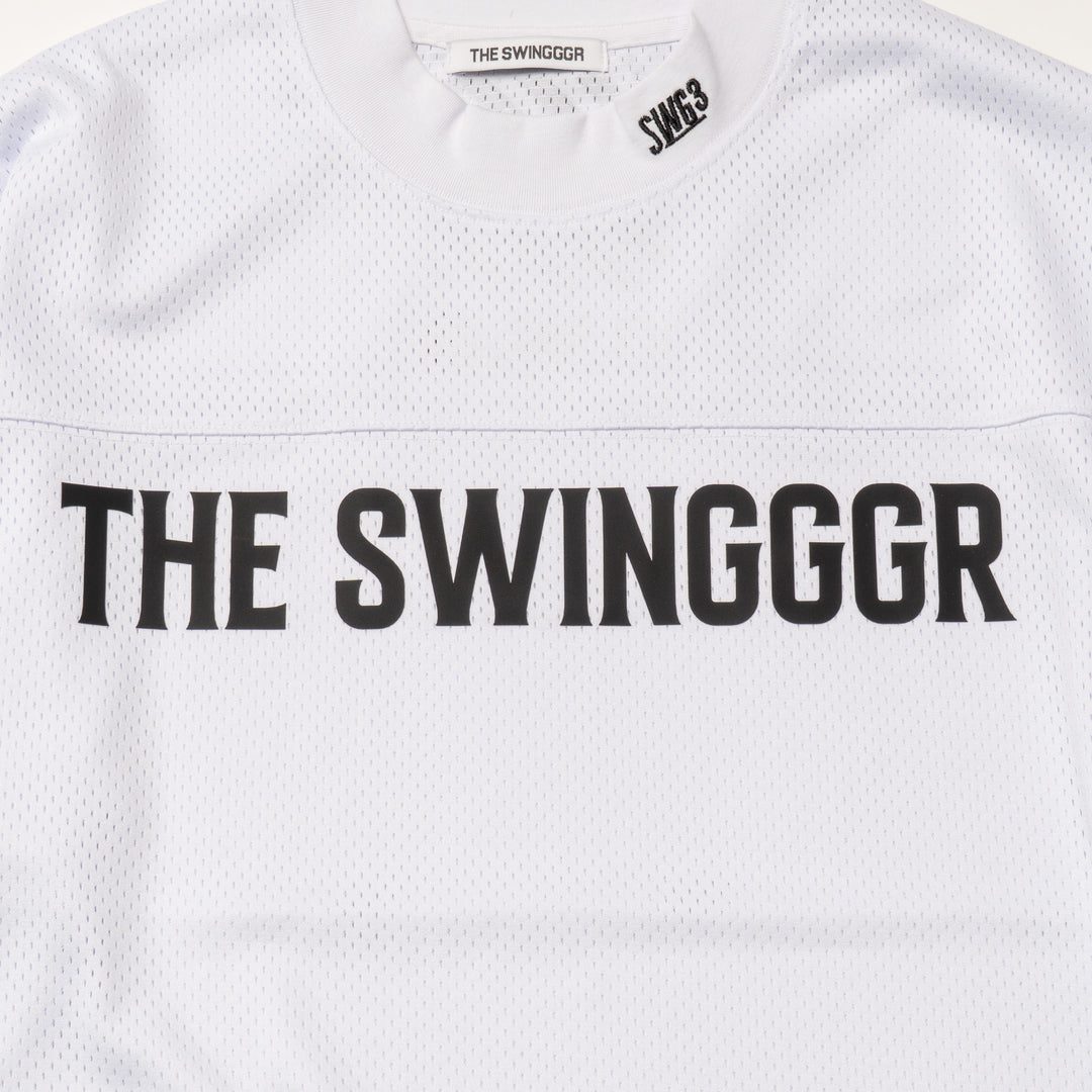 MESH MOCK NECK L/TEE, WHITE
