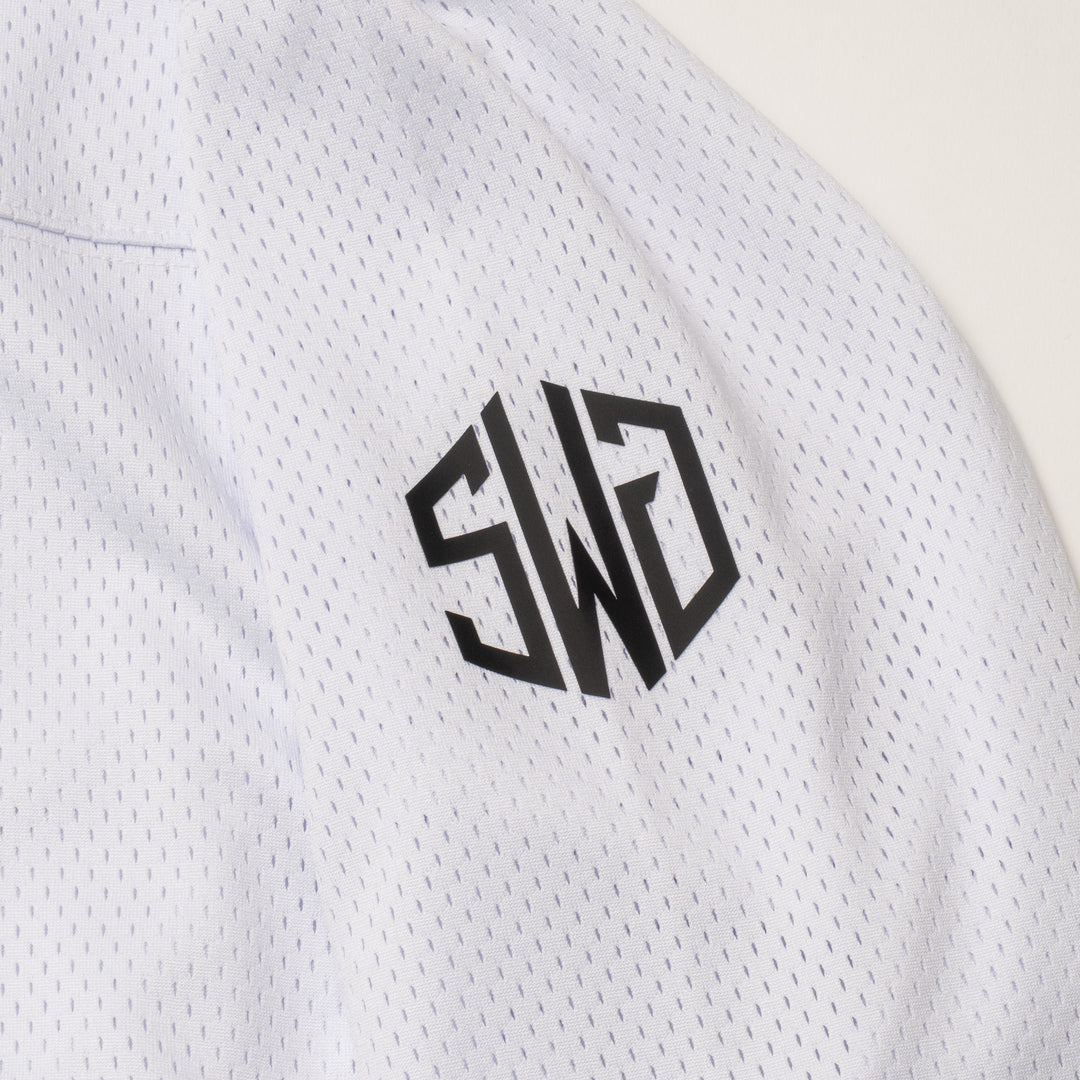 MESH MOCK NECK L/TEE, WHITE