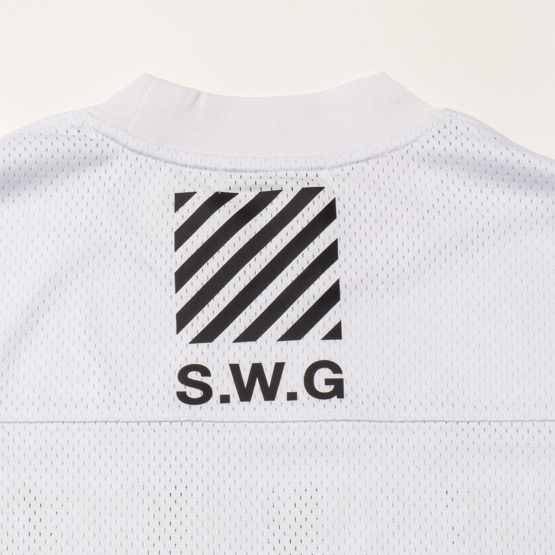 MESH MOCK NECK L/TEE, WHITE