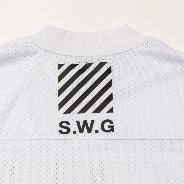 MESH MOCK NECK L/TEE, WHITE