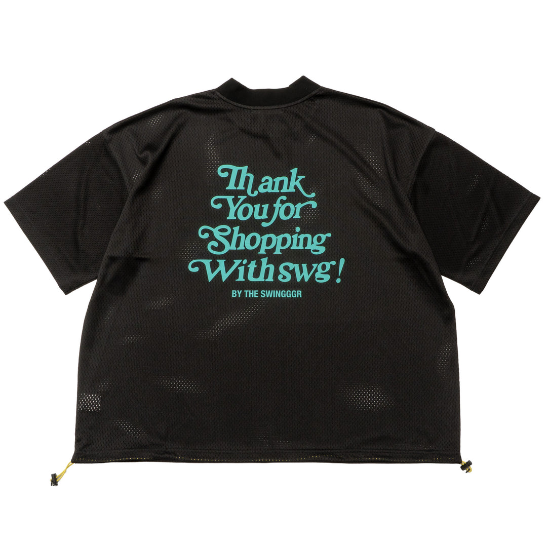 THANKS MESH MOCK TEE, BLACK