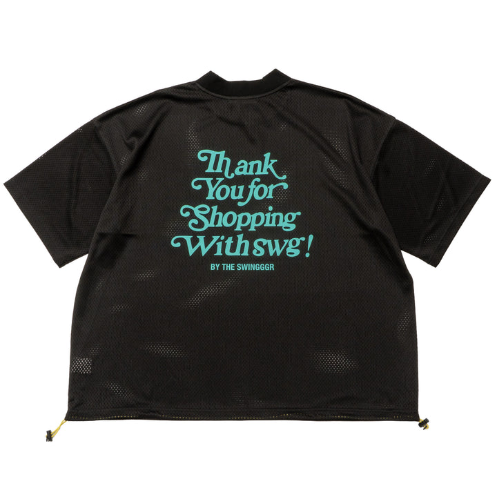 THANKS MESH MOCK TEE, BLACK