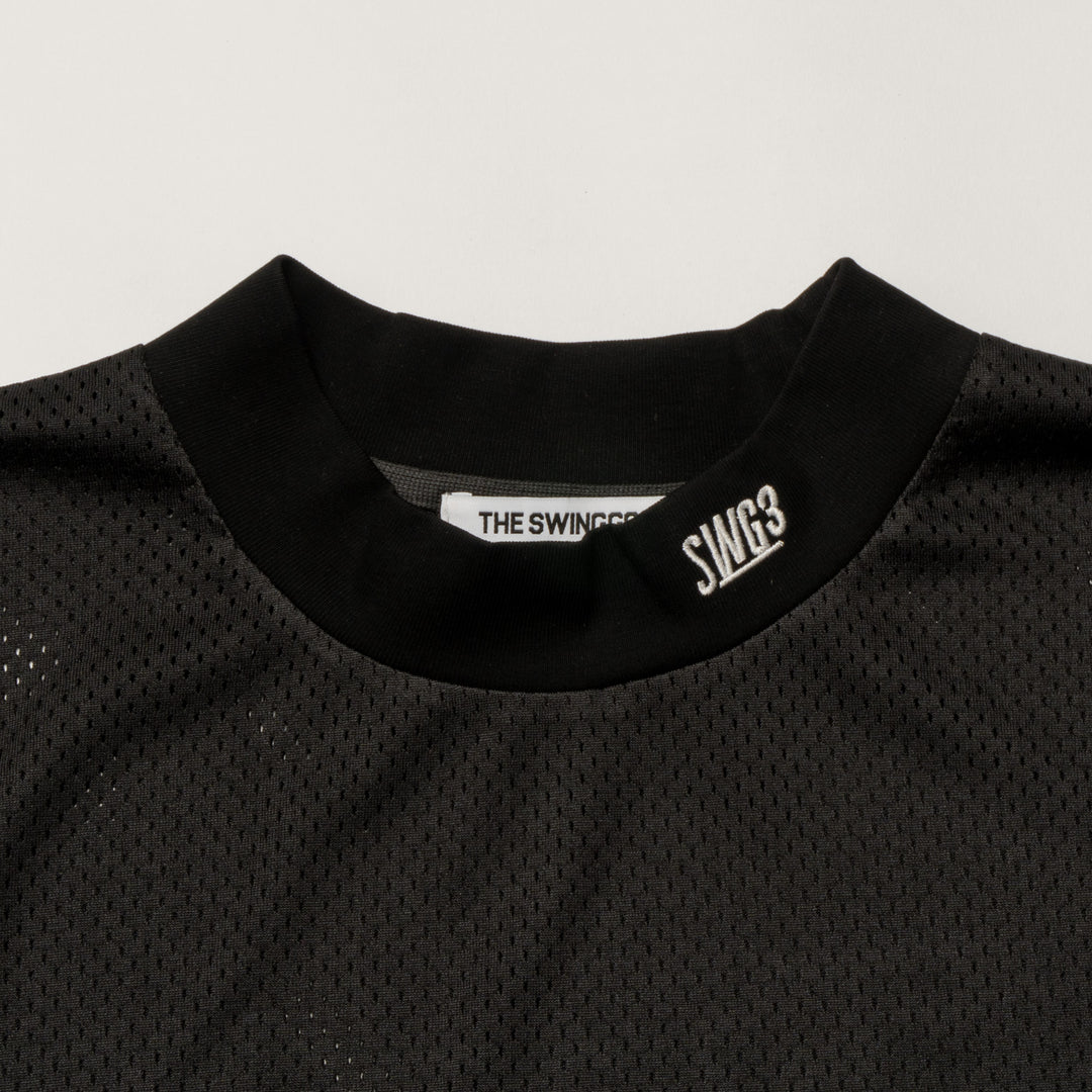 THANKS MESH MOCK TEE, BLACK