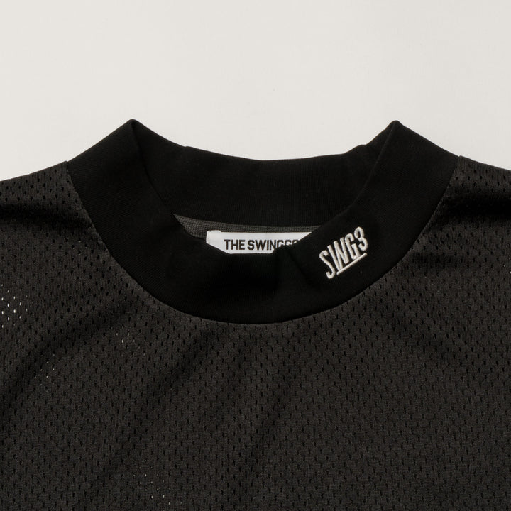 THANKS MESH MOCK TEE, BLACK