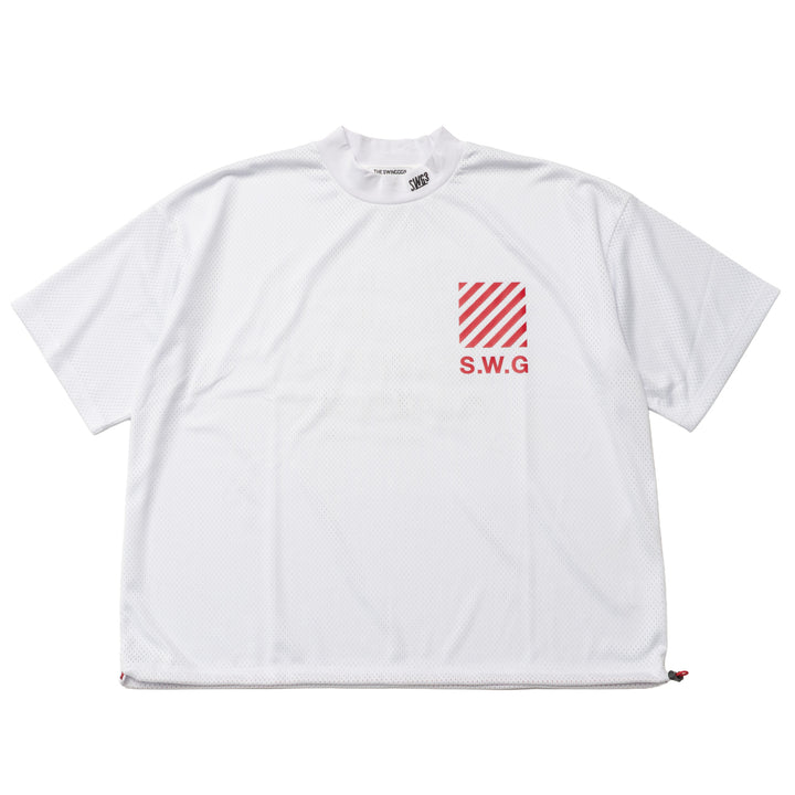 THANKS MESH MOCK TEE, WHITE
