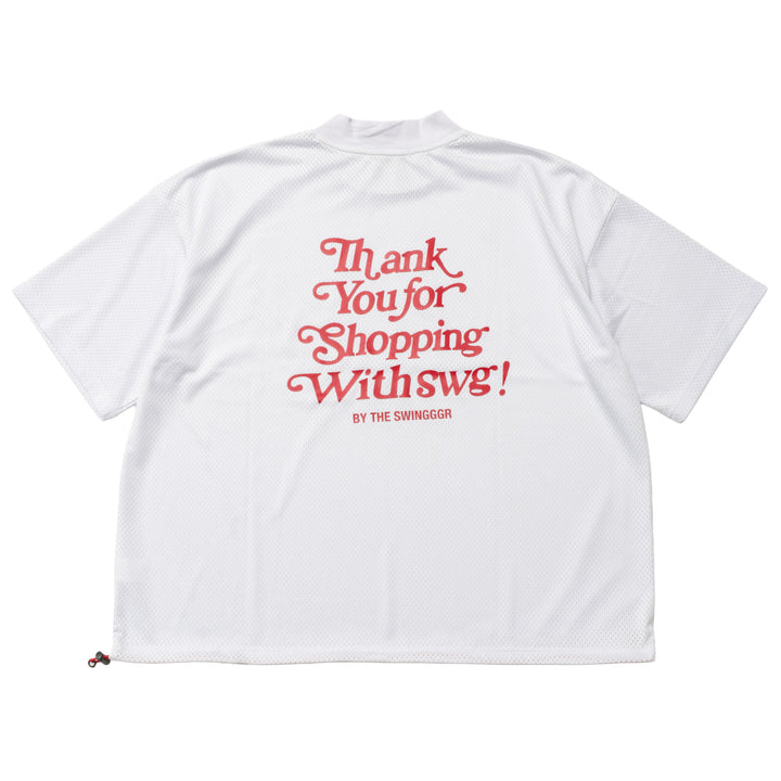 THANKS MESH MOCK TEE, WHITE