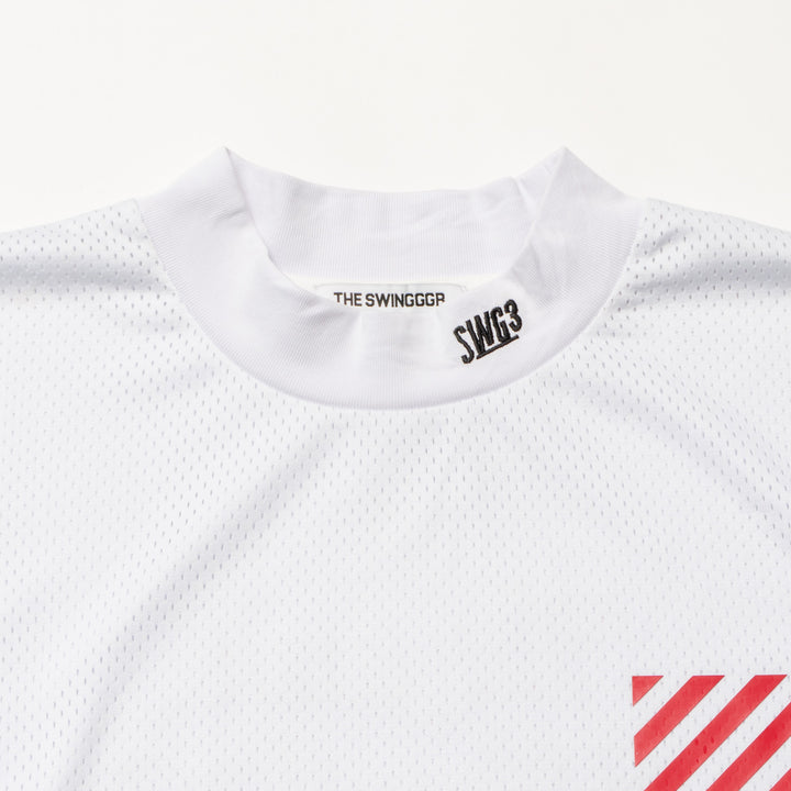 THANKS MESH MOCK TEE, WHITE