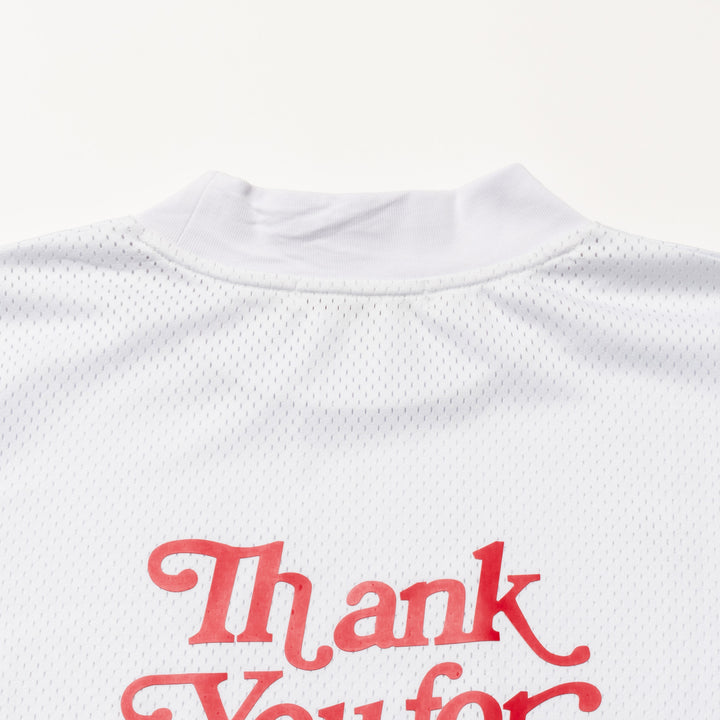 THANKS MESH MOCK TEE, WHITE