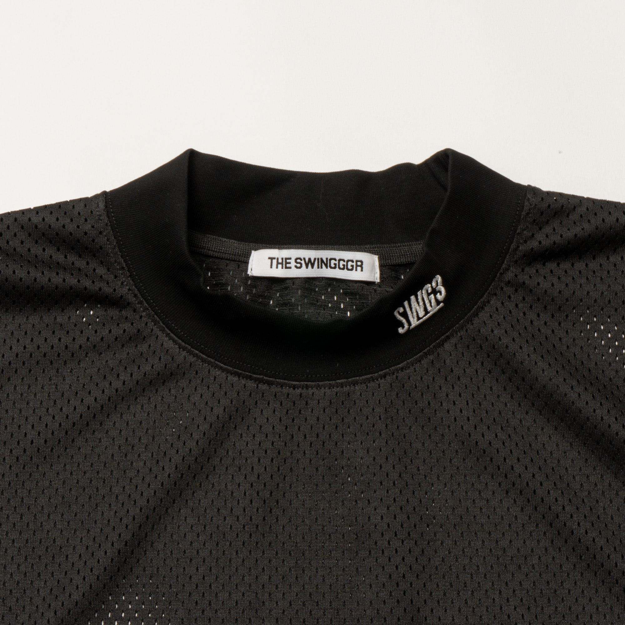 SQUAD MESH MOCK TEE, BLACK - THE SWINGGGR GOLFERS OUTFITS