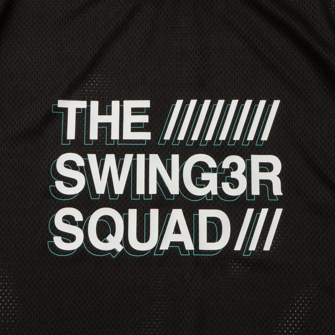 SQUAD MESH MOCK TEE, BLACK
