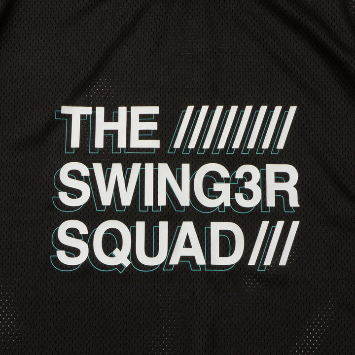 SQUAD MESH MOCK TEE, BLACK