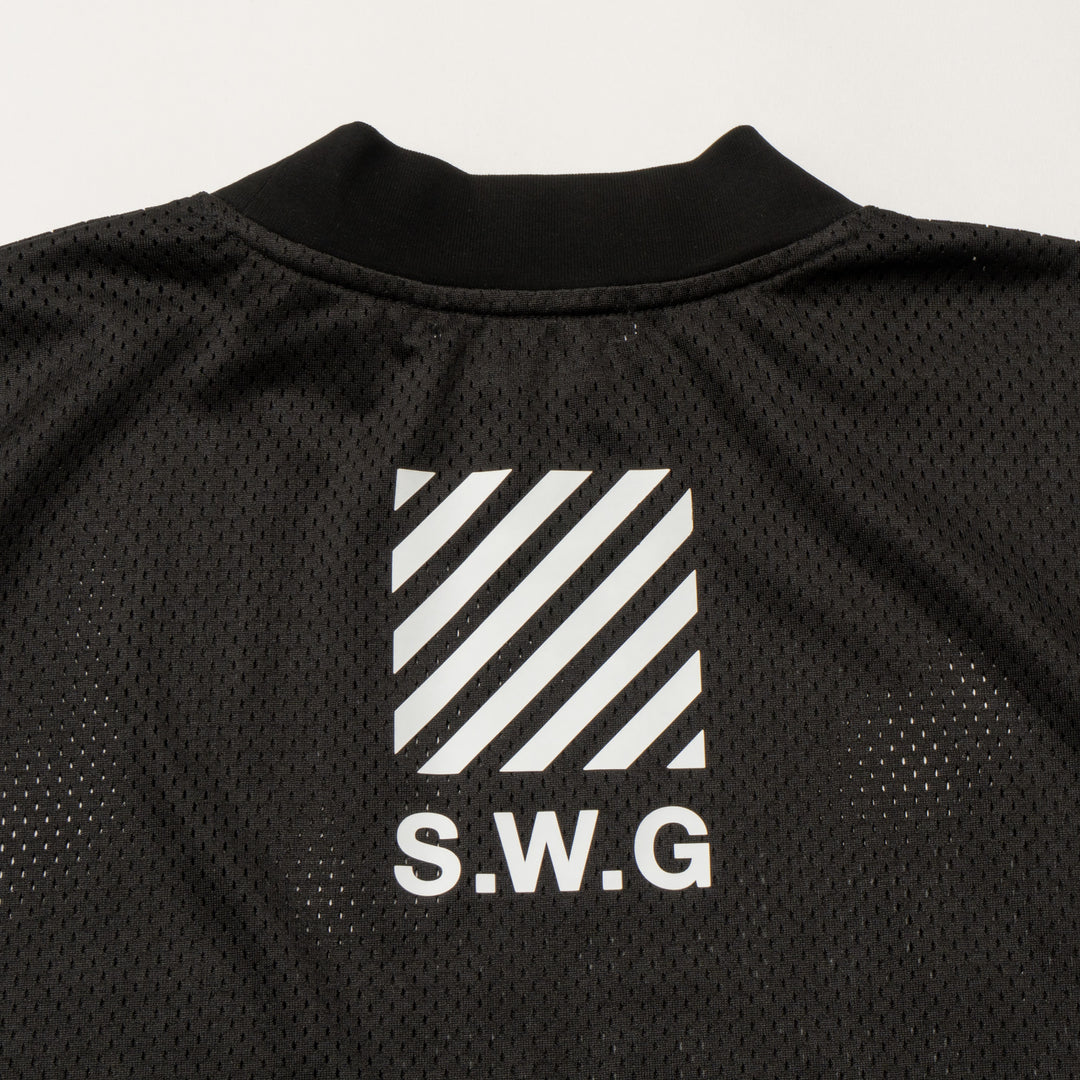 SQUAD MESH MOCK TEE, BLACK