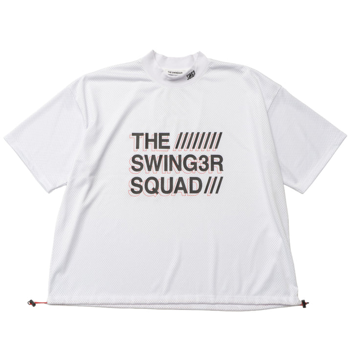 SQUAD MESH MOCK TEE, WHITE