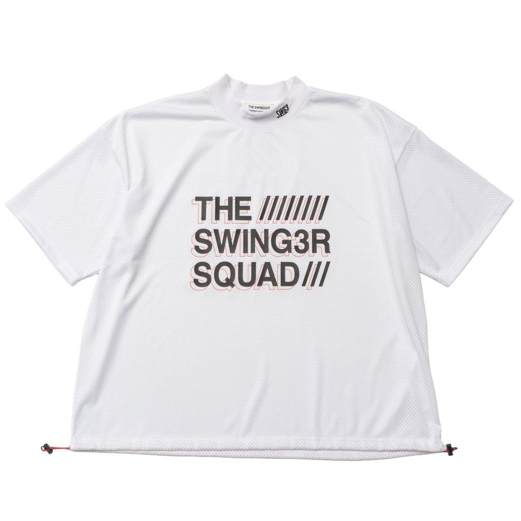SQUAD MESH MOCK TEE, WHITE - THE SWINGGGR GOLFERS OUTFITS