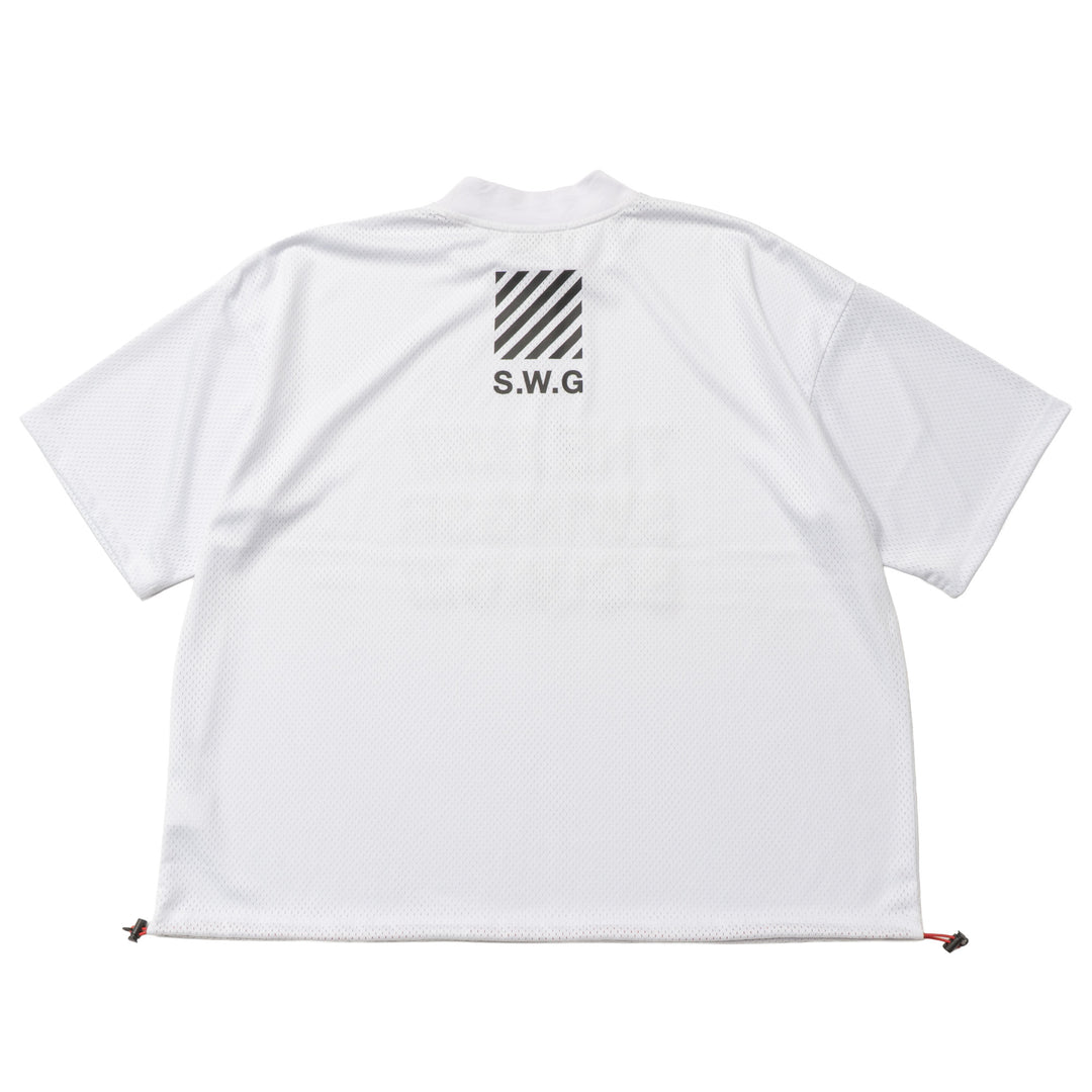 SQUAD MESH MOCK TEE, WHITE