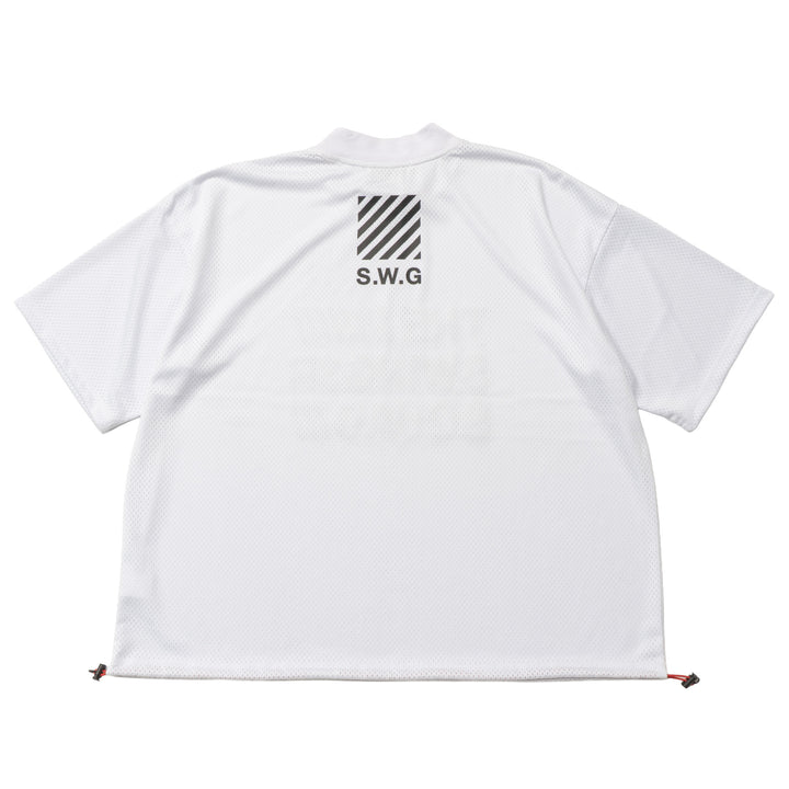 SQUAD MESH MOCK TEE, WHITE