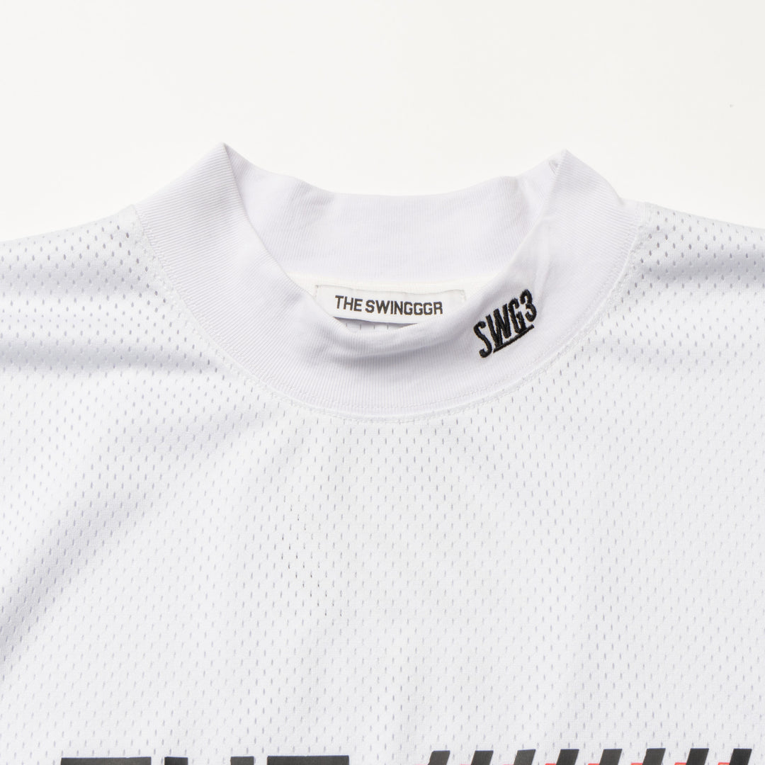 SQUAD MESH MOCK TEE, WHITE