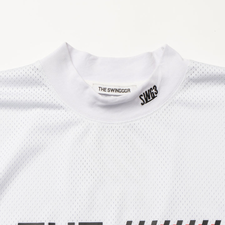 SQUAD MESH MOCK TEE, WHITE