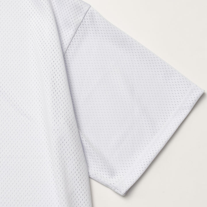 SQUAD MESH MOCK TEE, WHITE