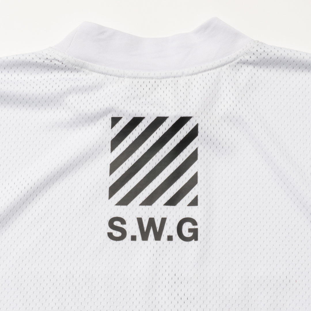 SQUAD MESH MOCK TEE, WHITE