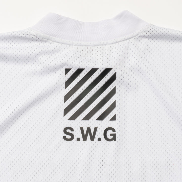 SQUAD MESH MOCK TEE, WHITE