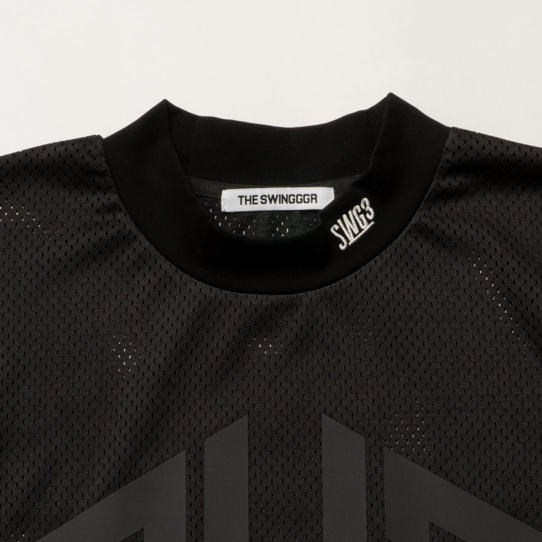 SWG MESH MOCK TEE, BLACK