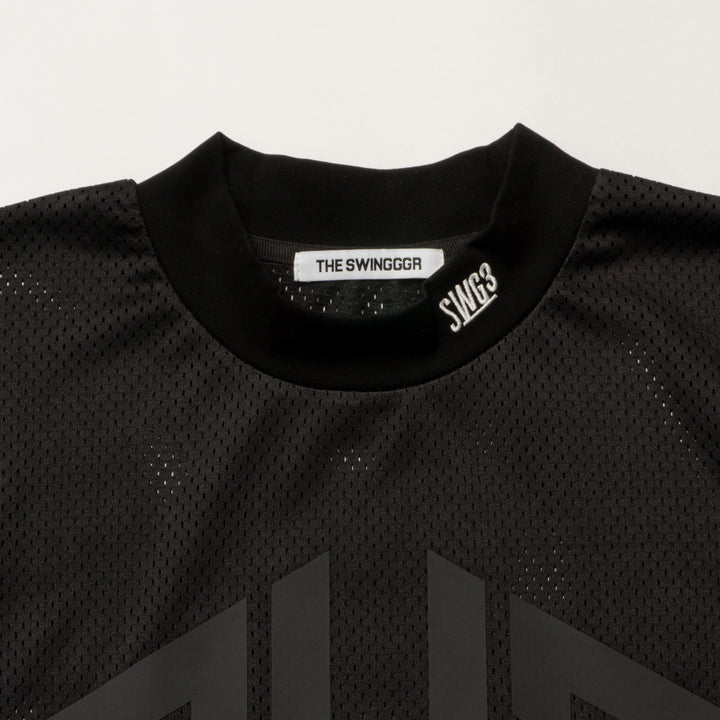 SWG MESH MOCK TEE, BLACK