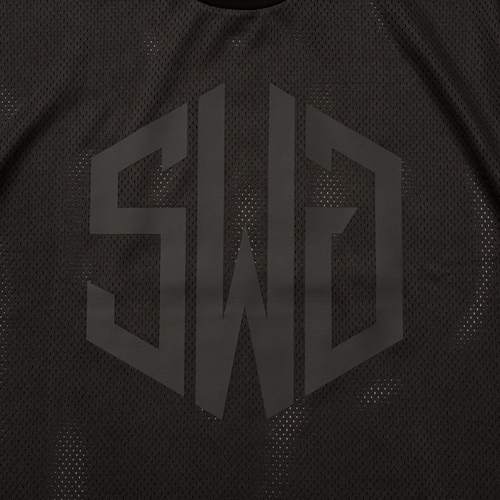 SWG MESH MOCK TEE, BLACK