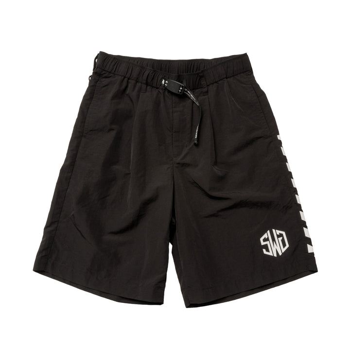 NYLON TROUSER SHORTS, BLACK