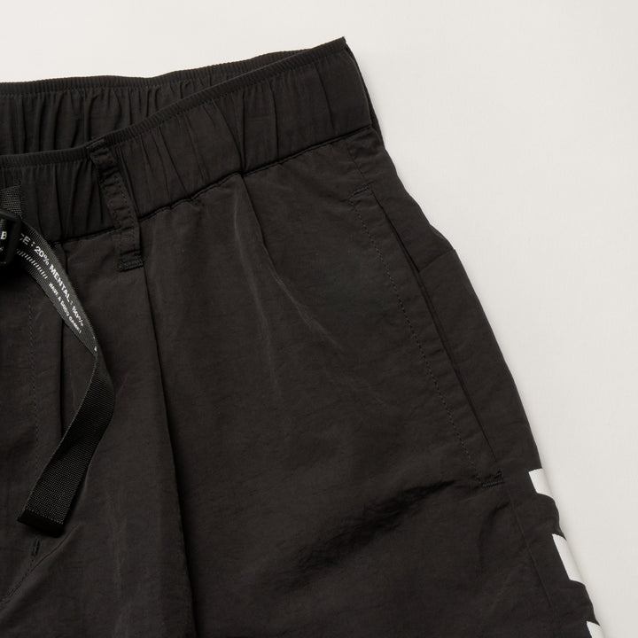 NYLON TROUSER SHORTS, BLACK
