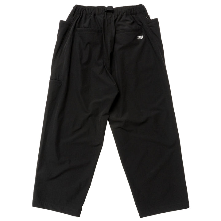 STRETCH NYLON WIDE PANTS, BLACK