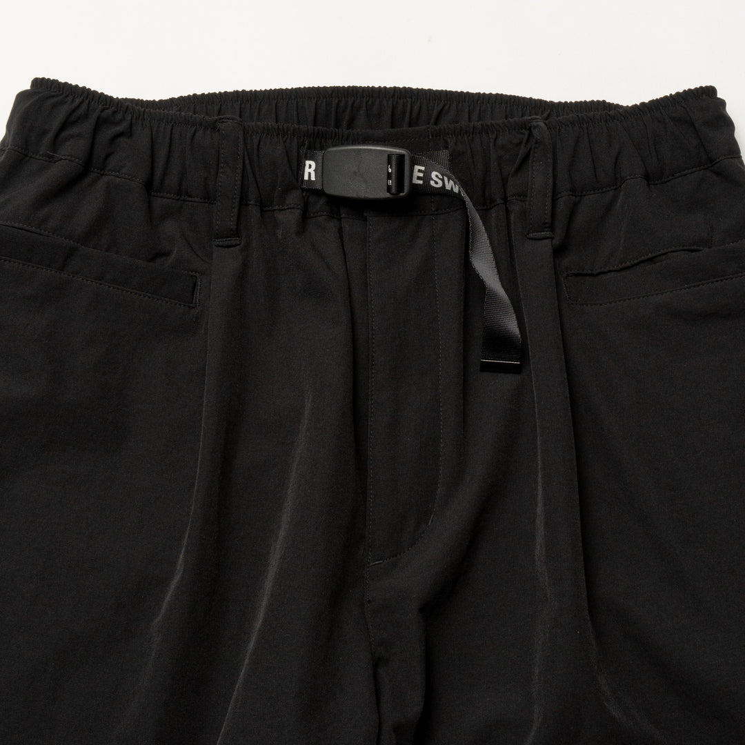 STRETCH NYLON WIDE PANTS, BLACK