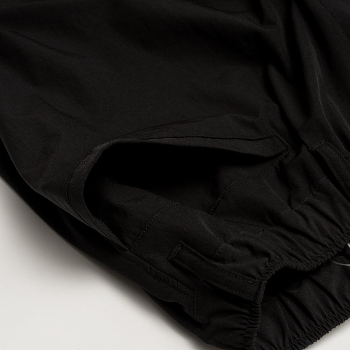 STRETCH NYLON WIDE PANTS, BLACK