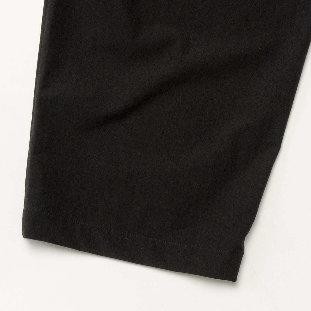 STRETCH NYLON WIDE PANTS, BLACK