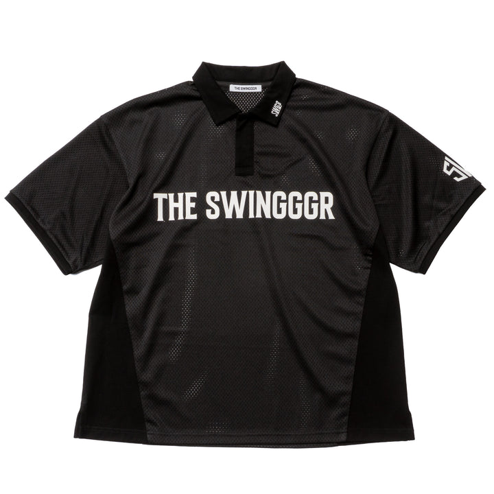MESH POLO SHIRT, BLACK