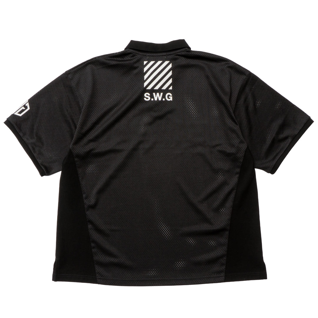 MESH POLO SHIRT, BLACK