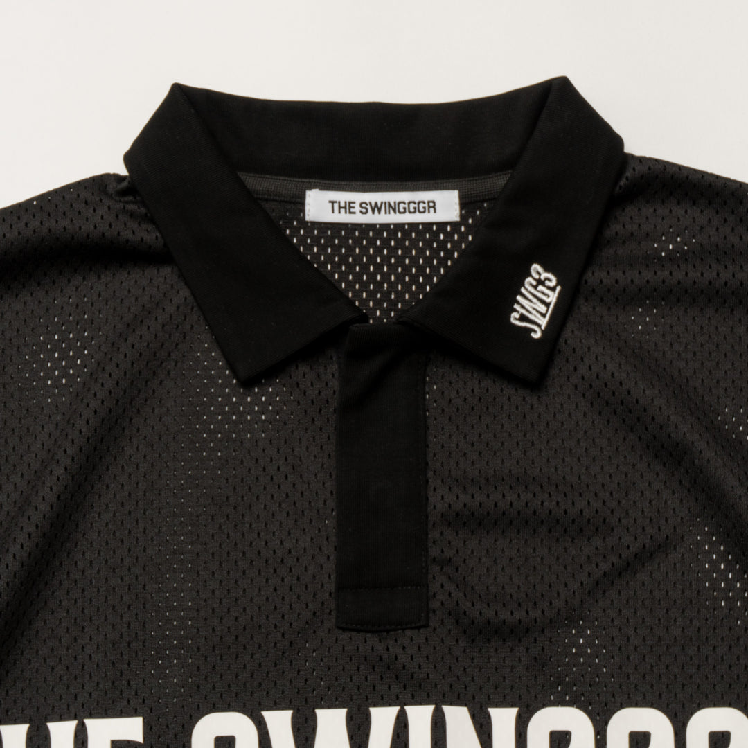 MESH POLO SHIRT, BLACK