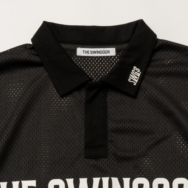 MESH POLO SHIRT, BLACK